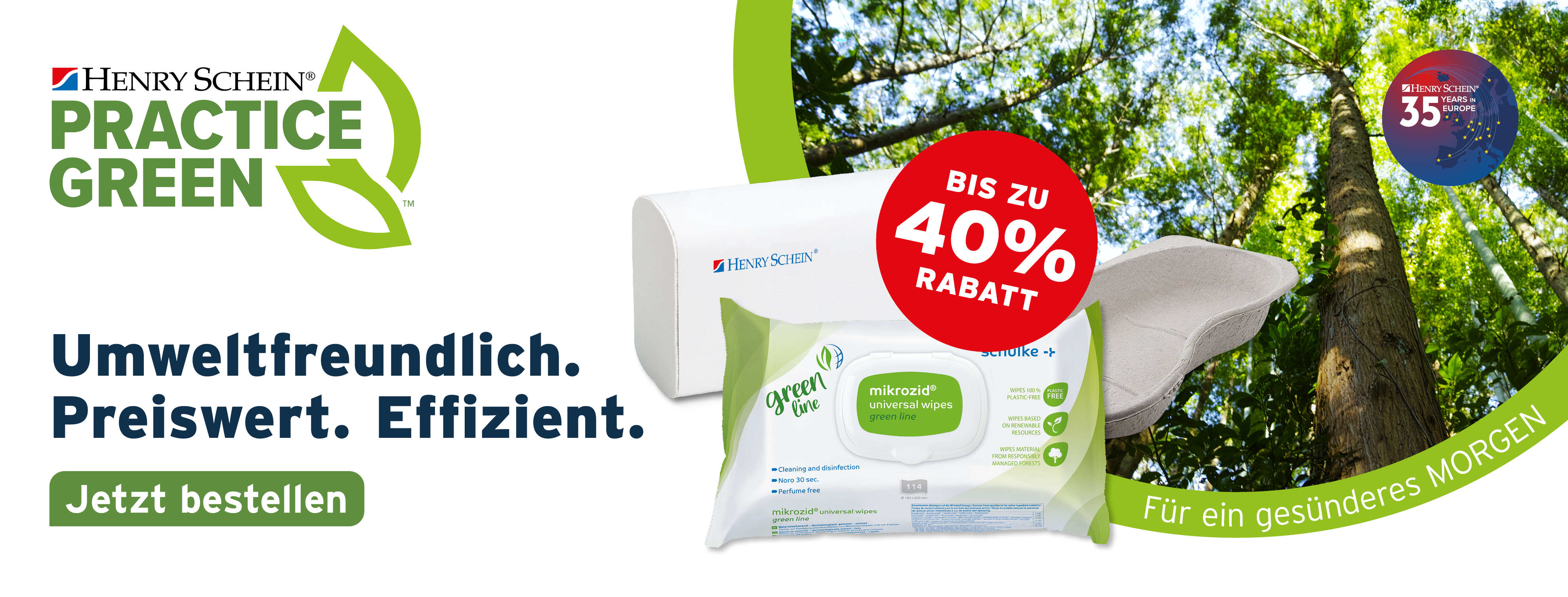practice green, henry schein medical, umweltfreundlich, oekologisch, desinfektionstuecher