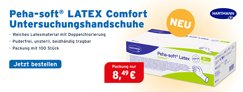 Peha-Soft, Hartmann, Untersuchungshandschuhe, Doppelchlorierung, Latex-Handschuhe, Einführungspreis