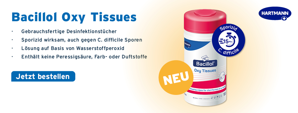Flaechendesinfektion, Wischtuecher, neu: bacillol oxy wipes, hartmann