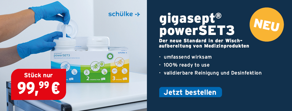 gigasept powerset3, schuelke, validierbare systemloesung, ready to use, krinko konforme aufbereitung, instrumentenaufbereitung, ultraschallsonde, reinigung, desinfektion