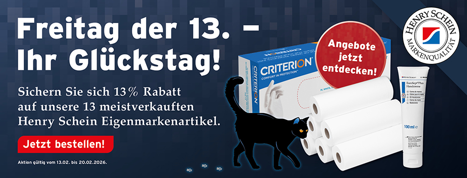 rabatt, henry schein, 13%, freitag der 13, sparen, guenstig, breites sortiment, eigenmarke