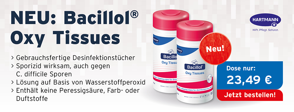 Flaechendesinfektion, Wischtuecher, neu: bacillol oxy wipes, hartmann