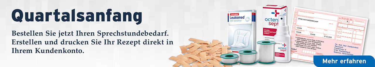 abrechenbarer sprechstundenbedarf, rezeptdruckfunktion, quartalsanfang