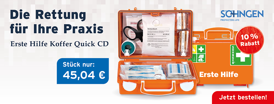 Erste Hilfe Koffer mit Inhalt nach DIN 13157, Maße 26 x 17 x 11 cm, soehngen