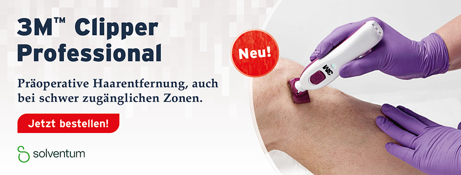 praeoperative Haarentfernung, 3M™ Clipper flexibler Einmalscherkopf 9660 zur effektiven Haarentfernung auch bei schwer zugänglichen Zonen.- in Verbindung mit dem 3M™ Clipper 9661