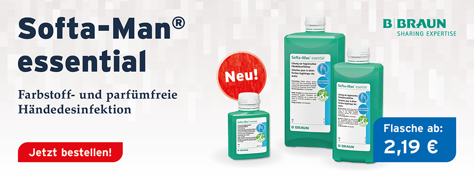 haendedesinfektion, bbraun, softaman, softa man essential, farbstoff- und parfuemfrei, gute hautvertraeglichkeit, frei von zusatzstoffen, desinfektion, begrenzt viruzid plus