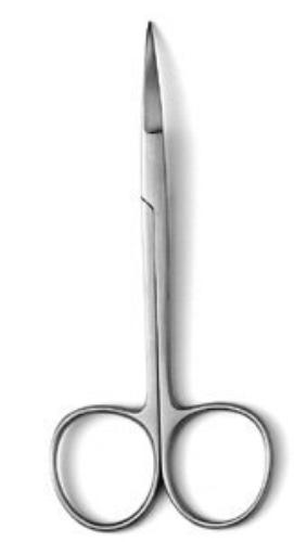 Schere fein, spitz/spitz gebogen, 9cm, 1Stk Schere fein, spitz/spitz gebogen, 9cm, 1Stk