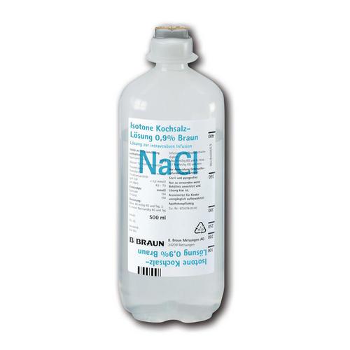 Isotone Kochsalzlösung 0,9%, Ecoflac plus Plastikflasche, 10 x 500 ml