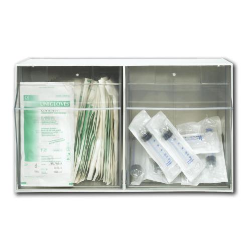 Spender mit 2 Behältern grauweißAußenmaß: 60 x 29,9 x 35,3cm
