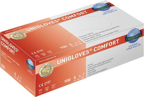 Unigloves Comfort, Latex-Handschuhe, puderfrei, Gr. S, 100 Stück