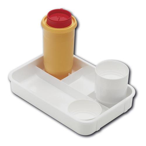 melijekt Blutzucker-Tablett Emit Lanzettensammelbox, Tupferbecher und2 Schälchen für Lanzetten und ZubehörAussenmaße: L 253 x B 176 x H 55 mm