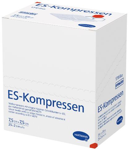 ES-Kompressen, steril, 8fach, 7,5x7,5 cm, 25x2 Stück
