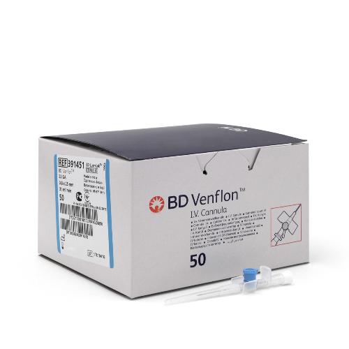 Venflon 2 Venenverweilkanüle G 22, Ø 0,8 x L 25 mm, blau, 50 Stück