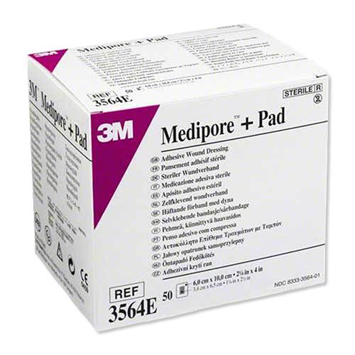 Medipore + Pad, 6x10cm, Wundkissen 3,4x6,5cm, 50Stk