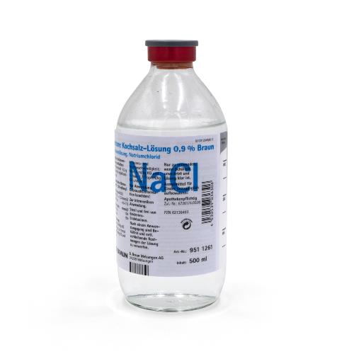 Isotone Kochsalzlösung 0,9%, Glasflasche, 10x500ml