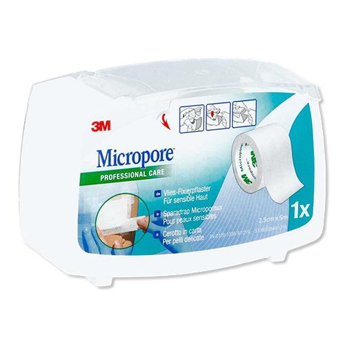 Micropore Vliespflaster, weiß, 5 m x 2,5 cm, mit Abroller, 1 Stück