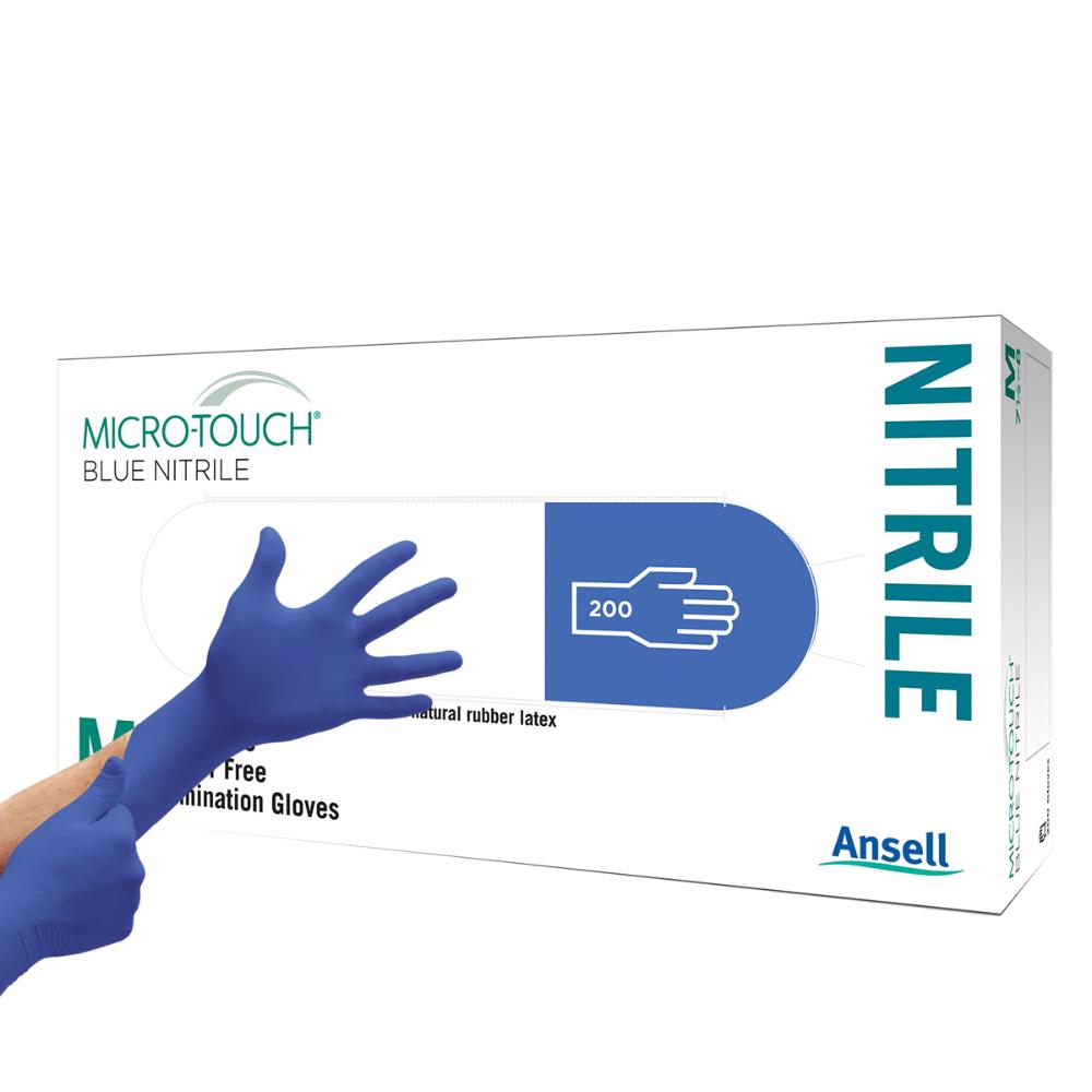 Micro Touch Blue Nitrilhandschuhe, puderfrei, Gr. L, 200 Stück 