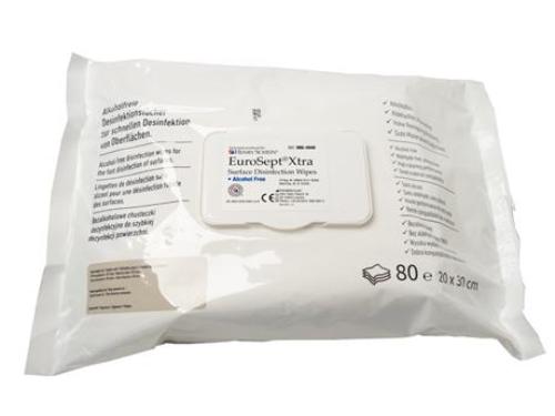 HENRY SCHEIN Medical - HS EuroSept Xtra Schnelldesinfektionstücher, Alkoholfrei, 20 x 30 cm, 80 Stück Flowpack